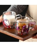 Двустенна чаша за кафе и чай с естествени цветя 250мл